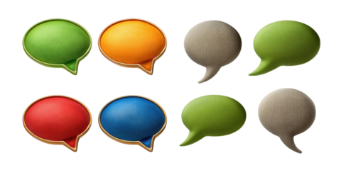 Colorful speech bubbles on transparent background