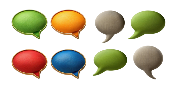 Colorful speech bubbles on transparent background