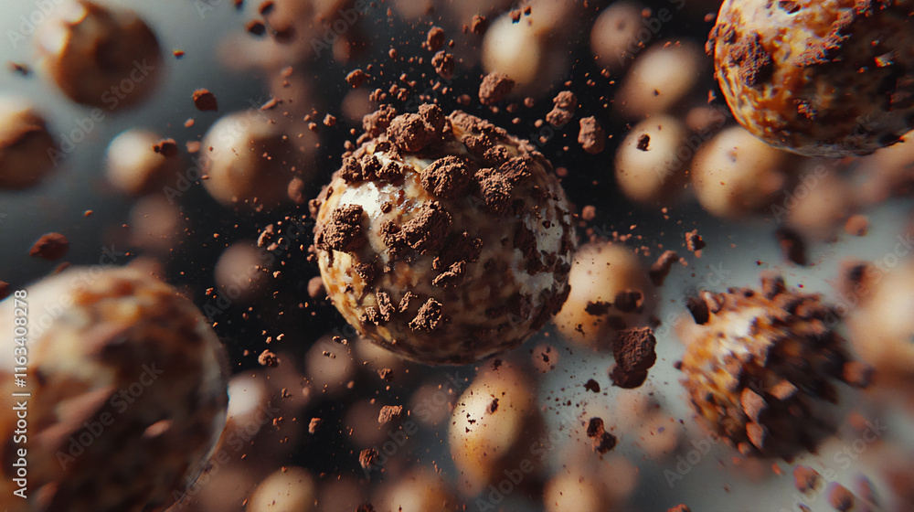 Poster elegant hazelnut praline truffles with cocoa dust