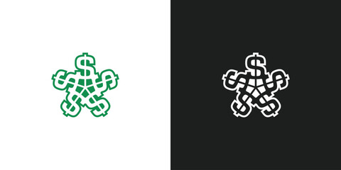 Cash or Money Dollar Stars Currency Logo Design