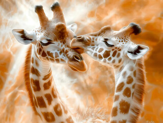 Obraz premium valentine's day love giraffes