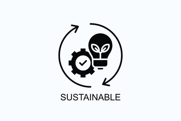 Sustainable Isolated Vector, Icon Or Logo Sign Symbol Illustration