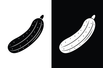 Vector Art Cucumber Icon in Stunning Detail black white background
