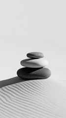 Stacked pebbles on sand