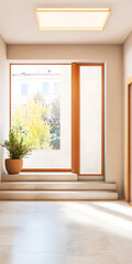 Bright and airy modern interior with large windows and natural decor in a cozy space