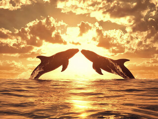 Fototapeta premium valentine's day love whales