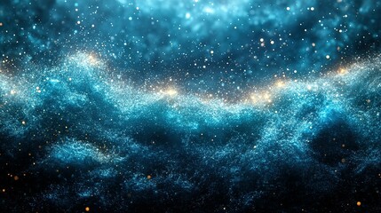 Obraz premium Abstract Blue Glitter Background With Golden Lights