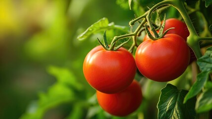 Ripe Red Tomatoes Hanging on a Vine