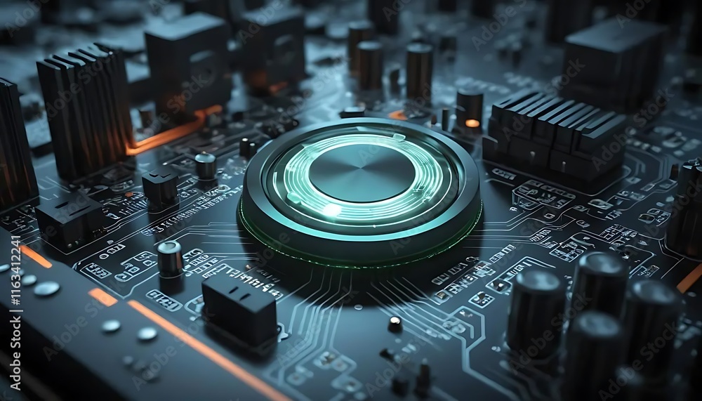 Poster illuminated central component on advanced circuit board
