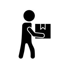 package delivery person icon, delivery courier, simple flat style, illustration, logo sign symbol pictogram template, for ui or ux isolated on white for mobile app, editable