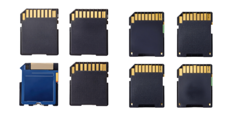 Variety of Memory Cards on a Transparent Background