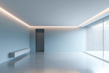 Obraz premium Minimalist Modern Room Design With Integrated Lighting