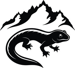 Fototapeta premium eastern newt animal in mountain black color silhouette vector
