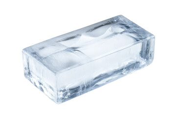 Pure ice block on transparent png background rectangular translucent shape ideal for graphic design and digital art