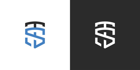 Letter ST or TS for Tech or Security Logo Design