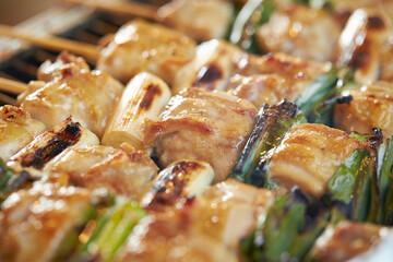 Grilled chicken skewers, seasoned chicken