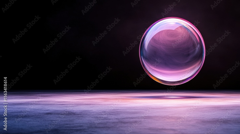 Poster mesmerizing floating crystal orb radiating captivating colorful ethereal light in a moody atmospheri