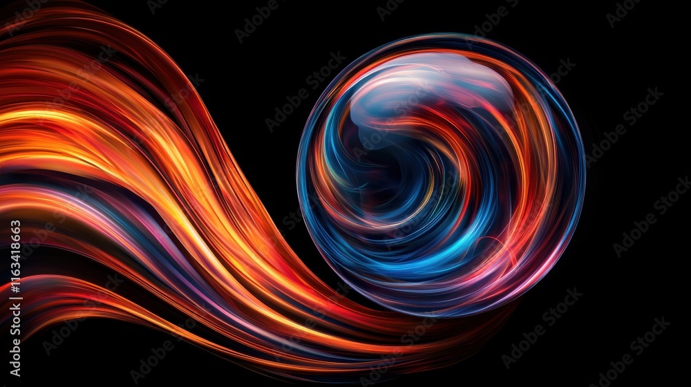Poster mesmerizing luminous orb radiating colorful celestial light in surreal ethereal light captivating ab