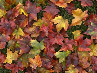 Obraz premium Vibrant Autumn Leaves: A Colorful Fall Display of Red, Orange, and Yellow Foliage