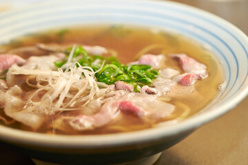 Boiled udon noodles in a bowl	