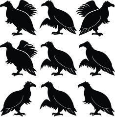 Obraz premium set consistent california condor black color silhouette vector