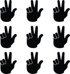Obraz premium set consistent crossing fingers black color vector 