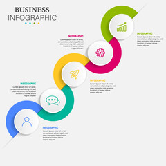 Timeline infographic template design vector with 5 options or steps. Can be used for workflow diagram, info chart, annual report.