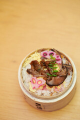 Mushroom meat rice bowl