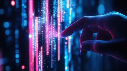 Finger touching digital hi tech chart