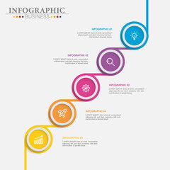 Timeline Infographic Layout with icons and elements