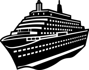 Elegant Silhouette of a Modern Luxury Yacht Cruising the Ocean in Black and White