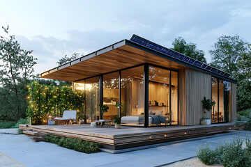 Stunning Modern Wooden Cabin with Solar Panels