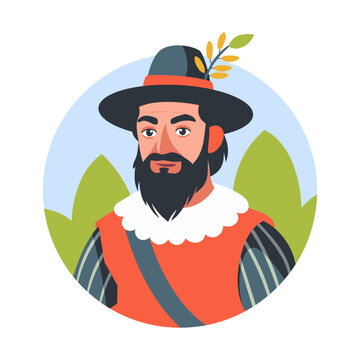 A flat illustration of mexican hernan cortes