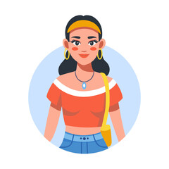 Female hispanic fashion illustration in flat style 