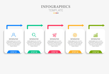 Business infographic design template with 5 steps or options using for process diagram, workflow layout, flow chart, infograph and banner