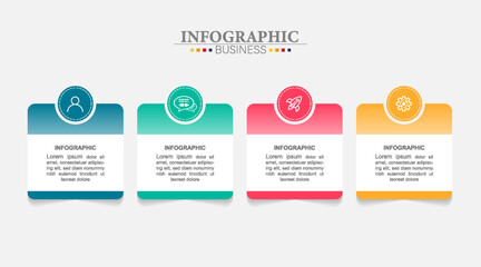 Business Infographic design template Vector with icons and 4 four options or steps. Can be used for process diagram, presentations,