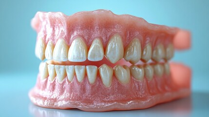 Obraz premium Close-up of a detailed model of human teeth. AI.