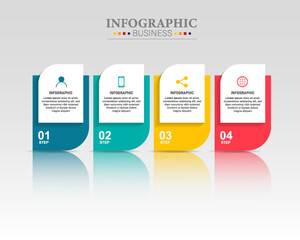 infographics design template icons with speech bubble and 4 step options