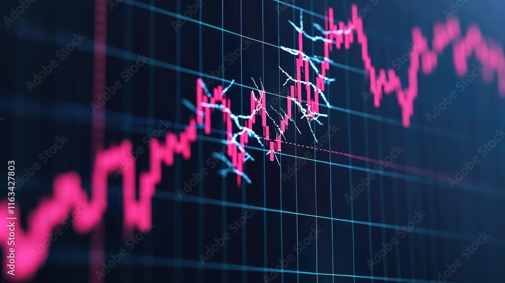 Poster crash market idea. dynamic stock market graph depicting trends and fluctuations in investment values