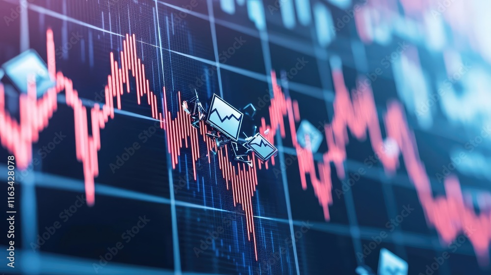 Poster crash market idea. abstract financial data visualization with charts representing market trends.