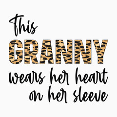 This granny wears her heart on her sleeve svg retro t shirt design vector sublimation