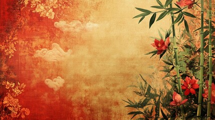 Festive Chinese New Year Design with Nature Elements