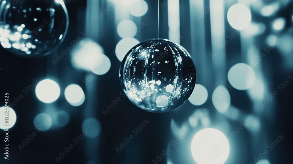 Aufkleber floating spheres reflecting light in unique patterns