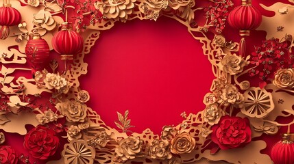 Traditional Chinese New Year Paper Cutout Design