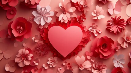 Fototapeta premium Romantic Paper Cutout Design for Valentine's Day with Love Letters