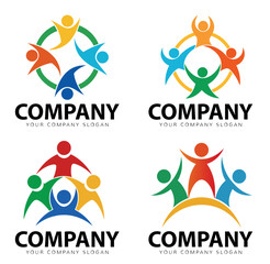 Set of teamwork logo design template illustration