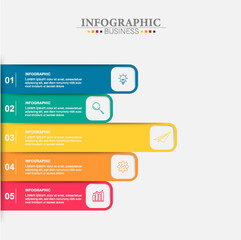 5 infographic tab index banner design vector and marketing template business.