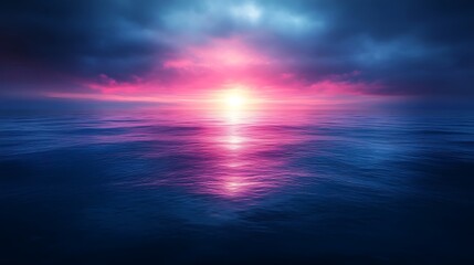 Obraz premium Serene Ocean Sunset with Pink and Blue Hues