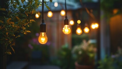 String of Lights in a Backyard Setting