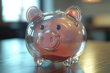 an empty piggy bank with a transparent glass body